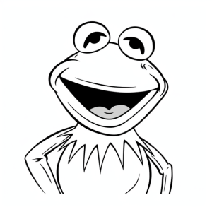 kermit the frog with big smile drawing page - Draw Easy
